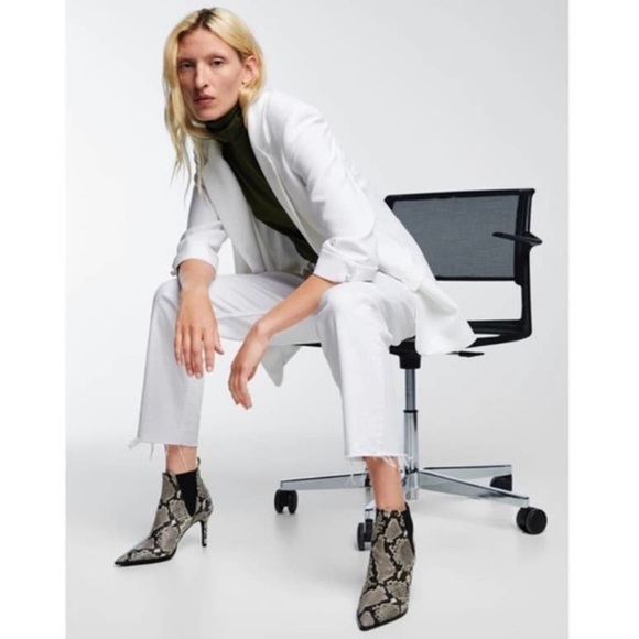 Zara Womens Leather Snakeskin Heeled Ankle Booties - Size 11 EU 42 - Picture 2 of 12